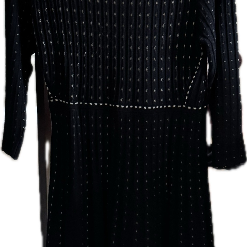 Nina Leonard Black Long Sleeve Crew Neck Sweater Dress